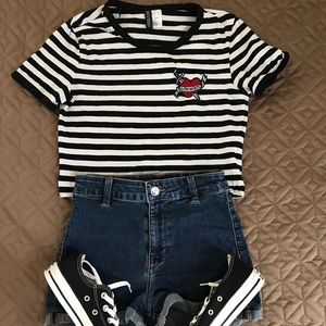 H&M Striped Crop Top